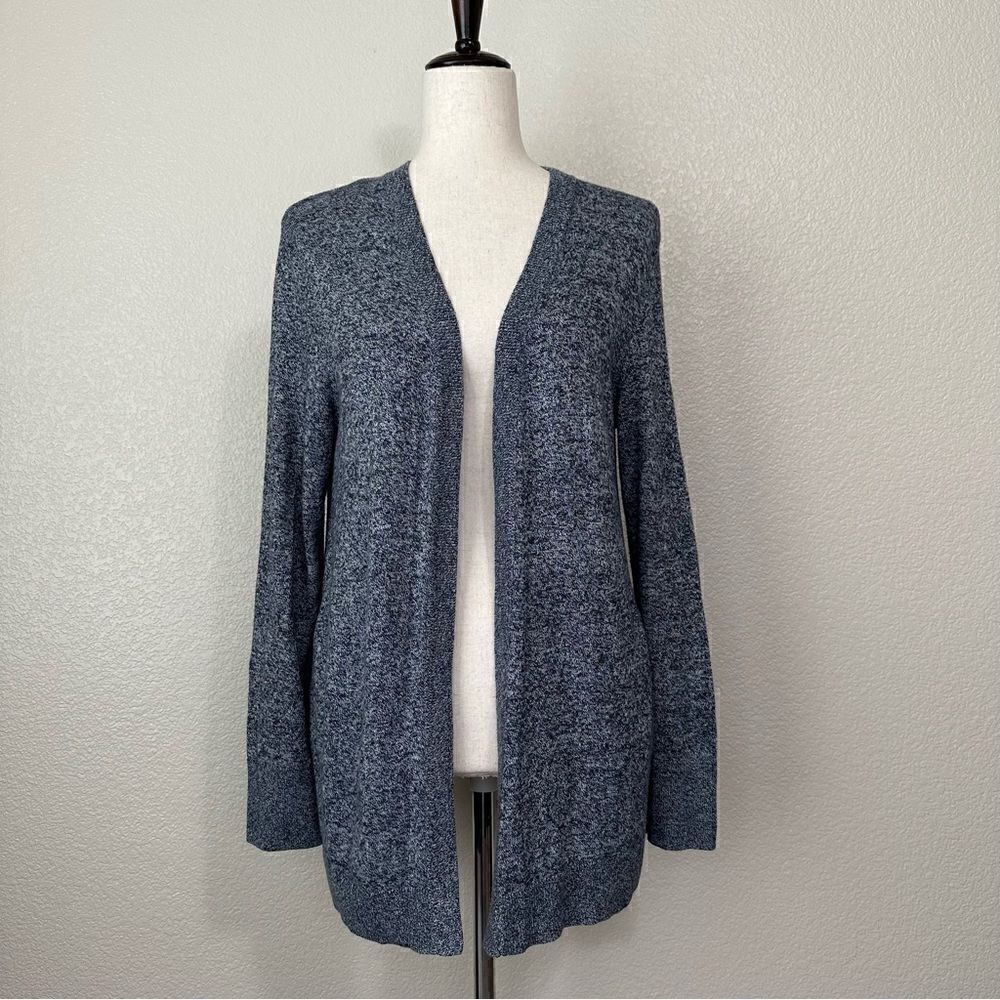 Talbots Cashmere Blend Heathered Blue Open Front Sweater Cardigan, Size MP